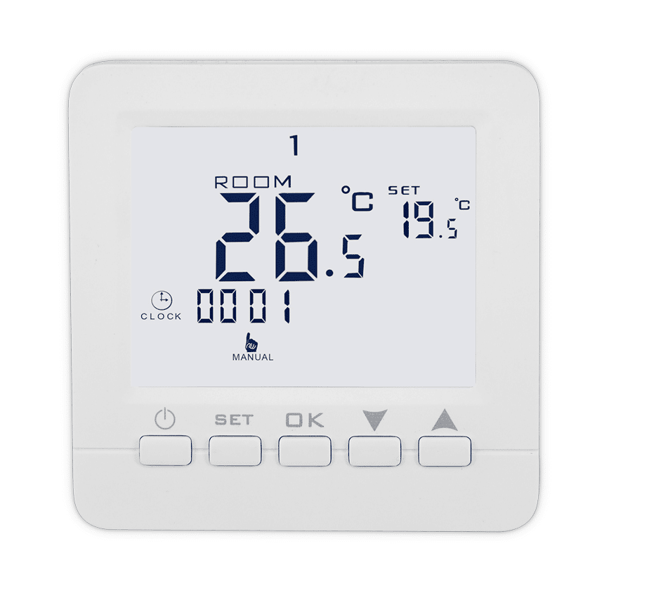 Huonetermostaatti Basic 2 on paranneltu versio suosituimmasta Basic -termostaatista. Viikko-ohjelmoitava huonetermostaatti, jossa on ohjelmoitavia toimintoja mm. viikko-ajastus, yö-pudotus, poissa -tominto, mukavuuslämpö. Erinomainen huonetermostaatti hyvillä toiminnoilla.